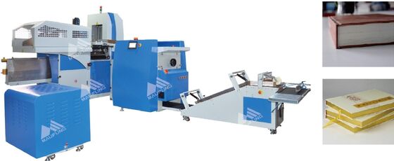 Máquina automática de encadernação de cadernos com velocidade de 600 peças/hora, 380V, 9KW, máquina automática de revestimento de livros de capa dura